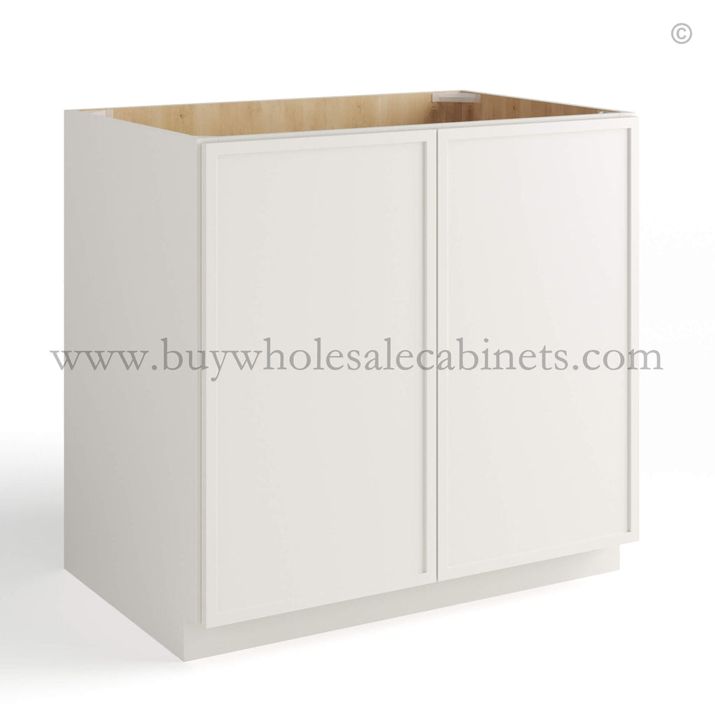 Dove White Slim Shaker Base Cabinet Double Doors Full Height
