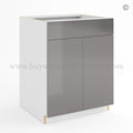 Frameless Gloss Gray Sink Base With Double Doors and Single Dummy Drawer
