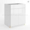Frameless Gloss White Sink Base With Double Doors and Single Dummy Drawer