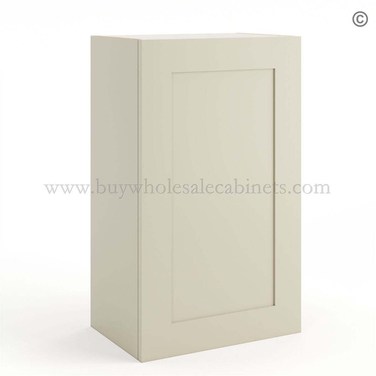 Frameless Ivory White 30″ Tall Deep Wall Cabinet – 1 Door 2 Shelves