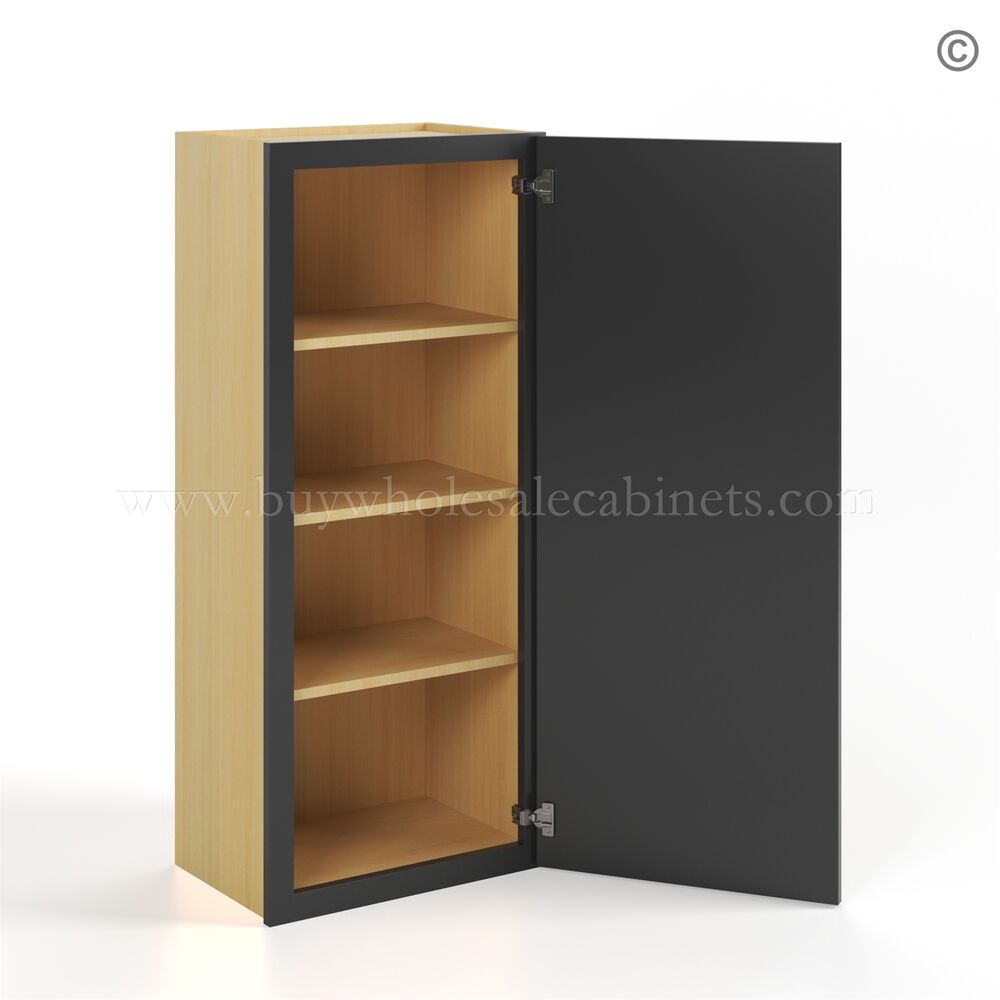 Slim Black Shaker 42″H Single Door Wall Cabinet