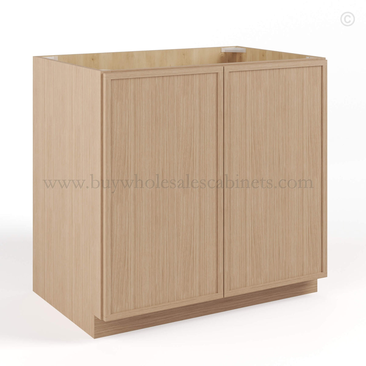 Slim Oak Shaker Base Cabinet Double Doors Full Height