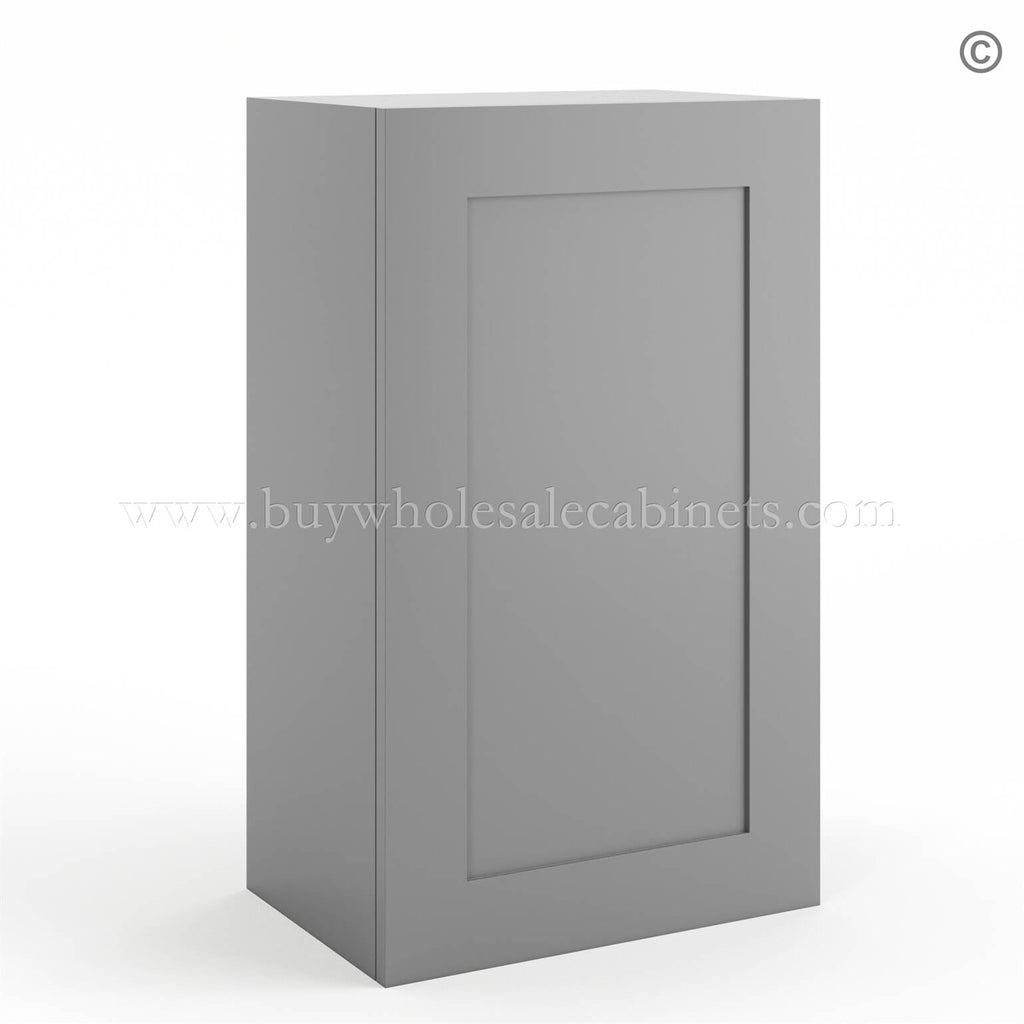 Frameless Graphite Gray 30″ Tall Deep Wall Cabinet – 1 Door 2 Shelves