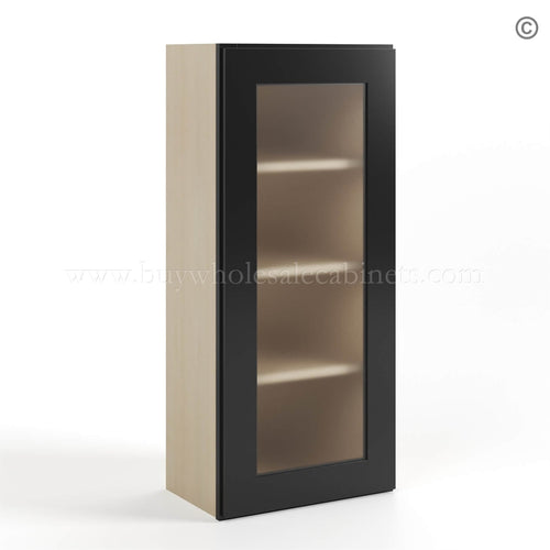 Black Shaker 42″ H Single Door Wall Cabinet with Glass Door