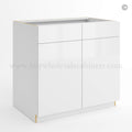 Frameless Gloss White Sink Base With Double Doors and Double Dummy Drawer
