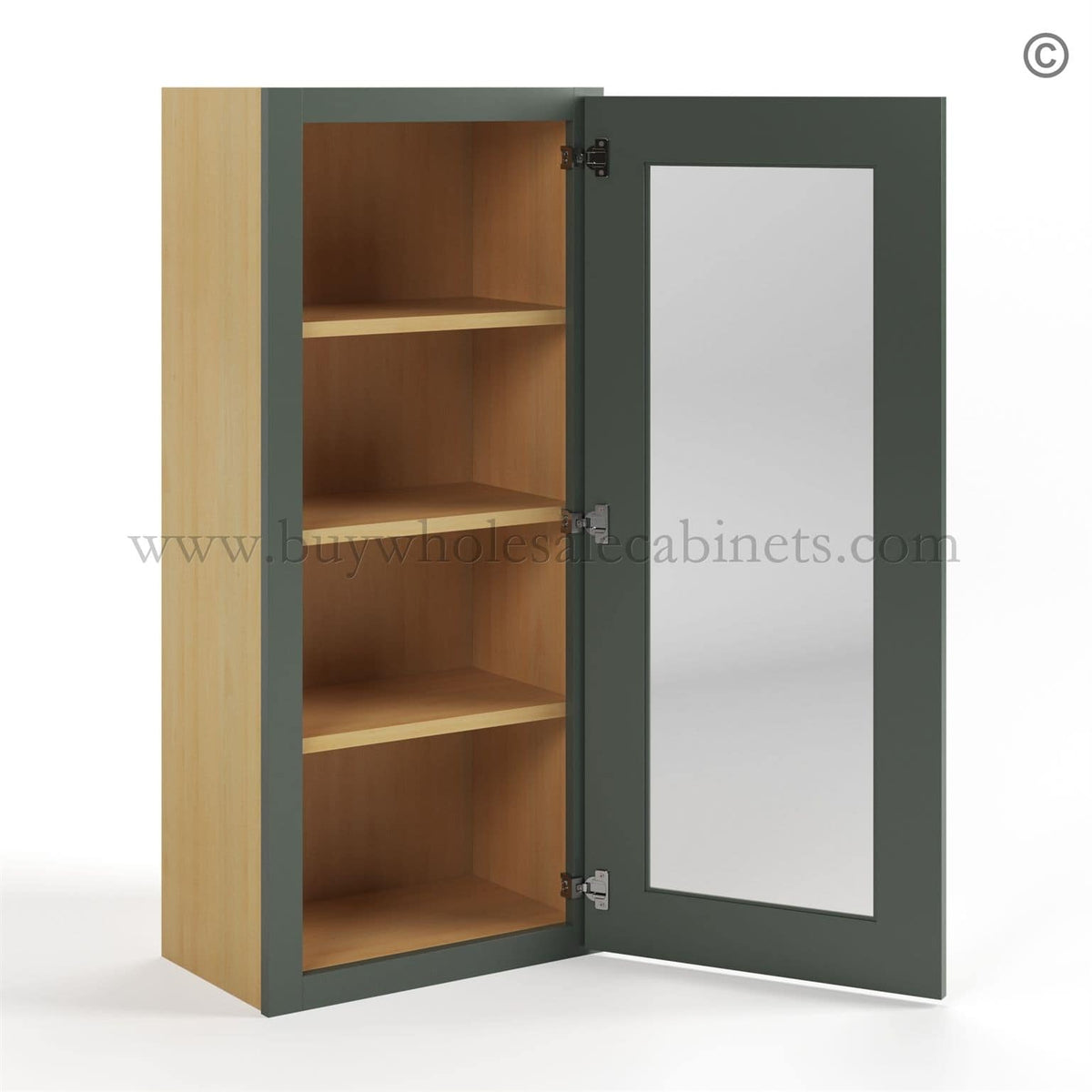 Green Shaker 42″ H Single Door Wall Cabinet with Glass Door