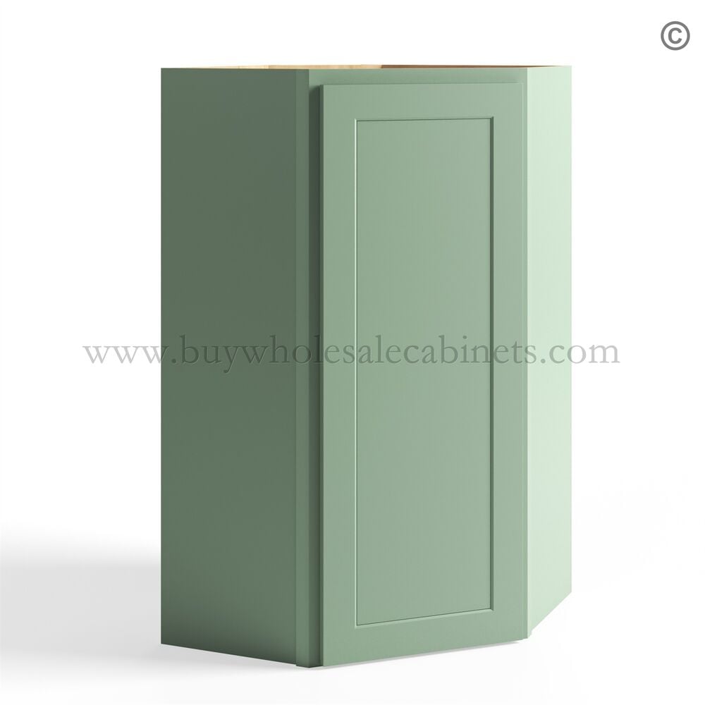 Jade Green Shaker Wall Diagonal Corner Cabinet