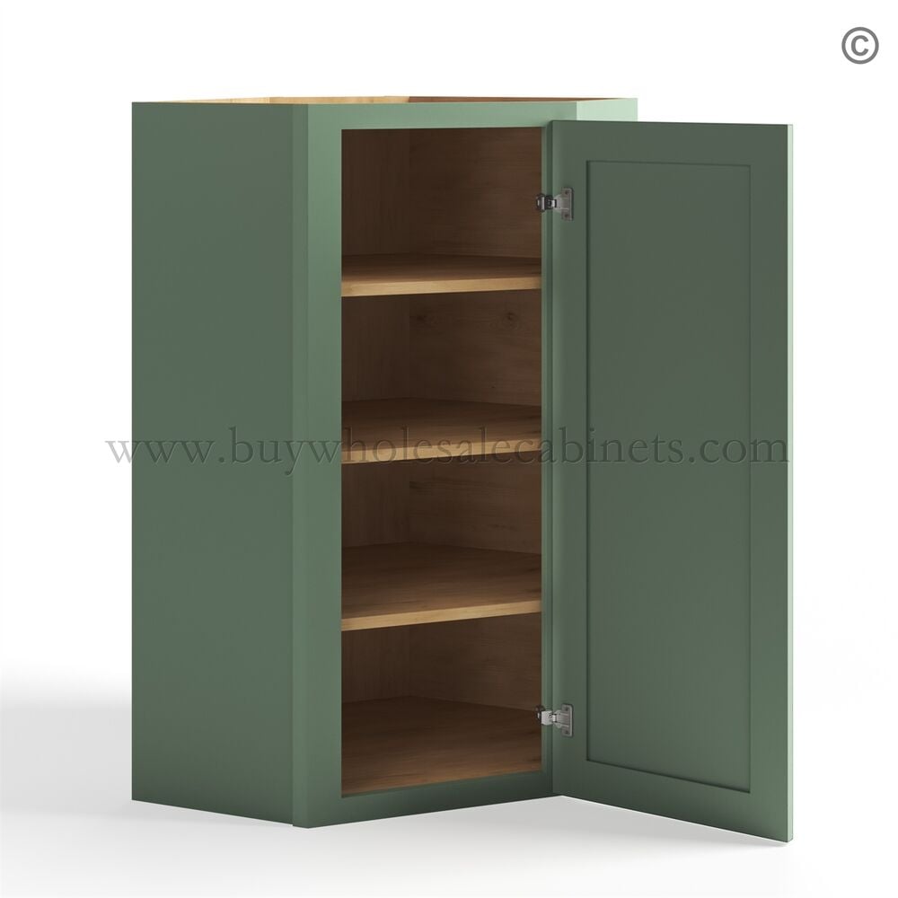Jade Green Shaker Wall Diagonal Corner Cabinet