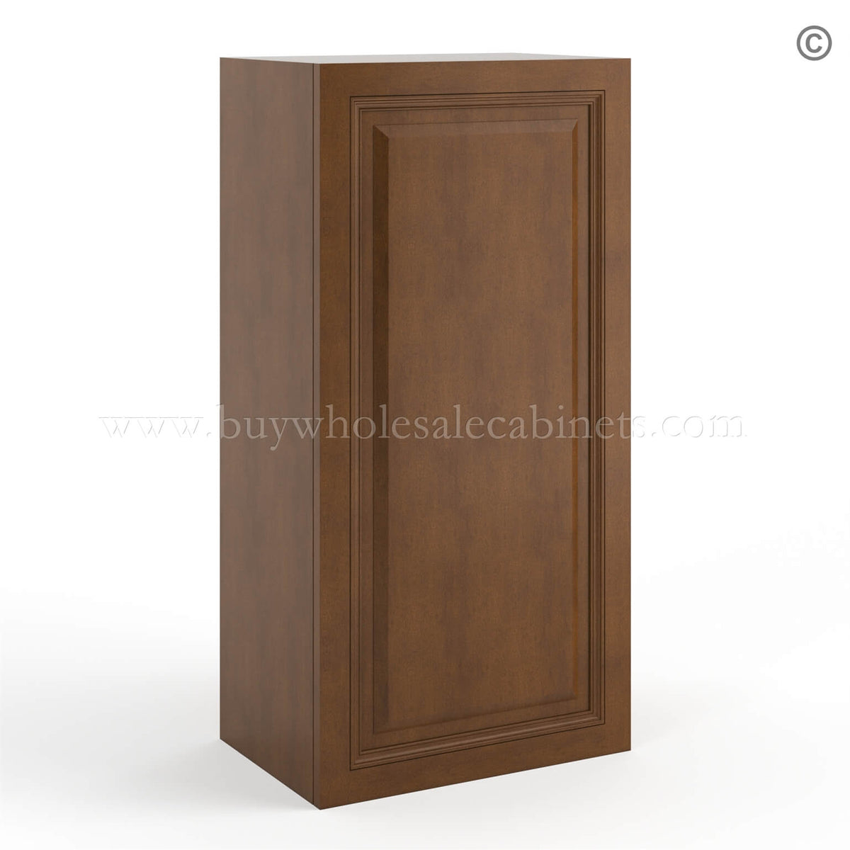Frameless Classic Chestnut 36″ Tall Wall Cabinet – 1 Door 2 Shelves