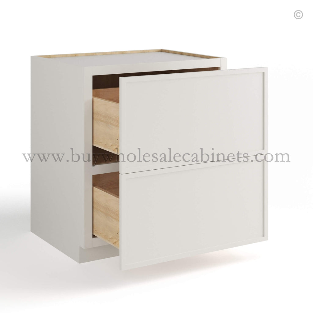 Dove White Slim Shaker Two Drawer Base
