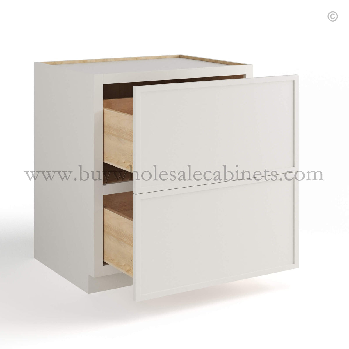 Dove White Slim Shaker Two Drawer Base