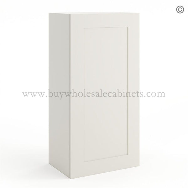 Frameless Pearl White 36″ Tall Wall Cabinet – 1 Door 2 Shelves