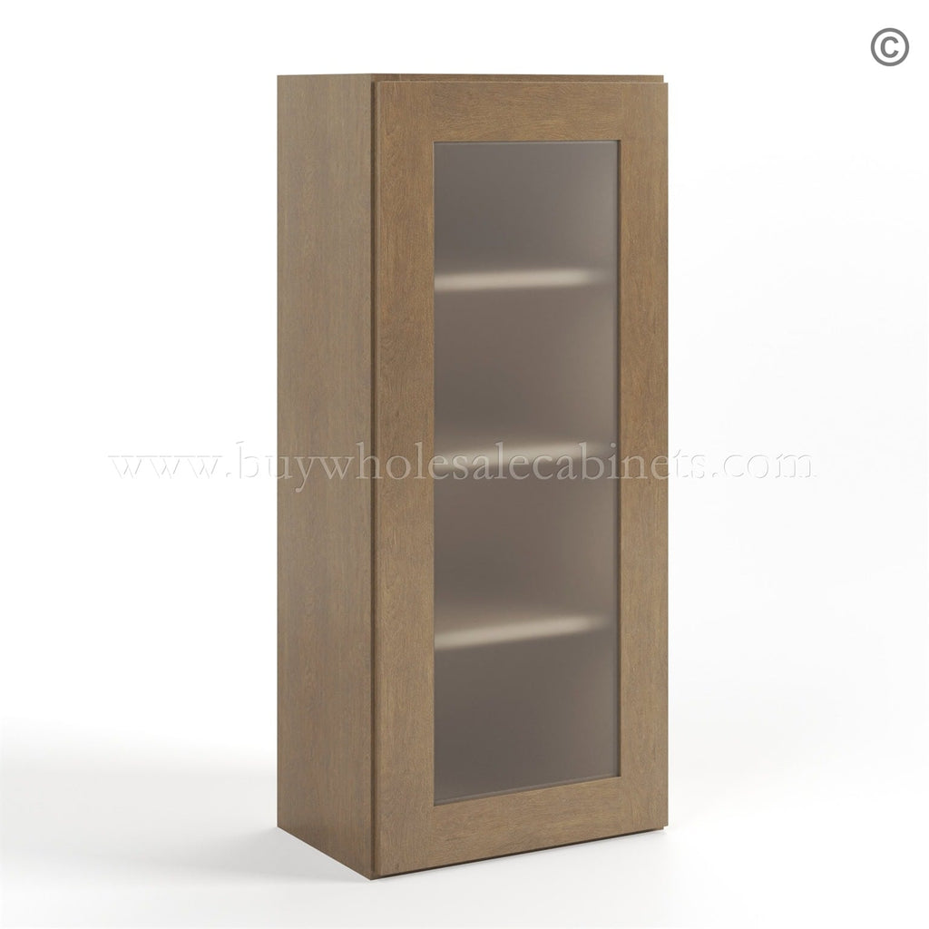 Rustic Wood Shaker 42″ H Single Door Wall Cabinet with Glass Door