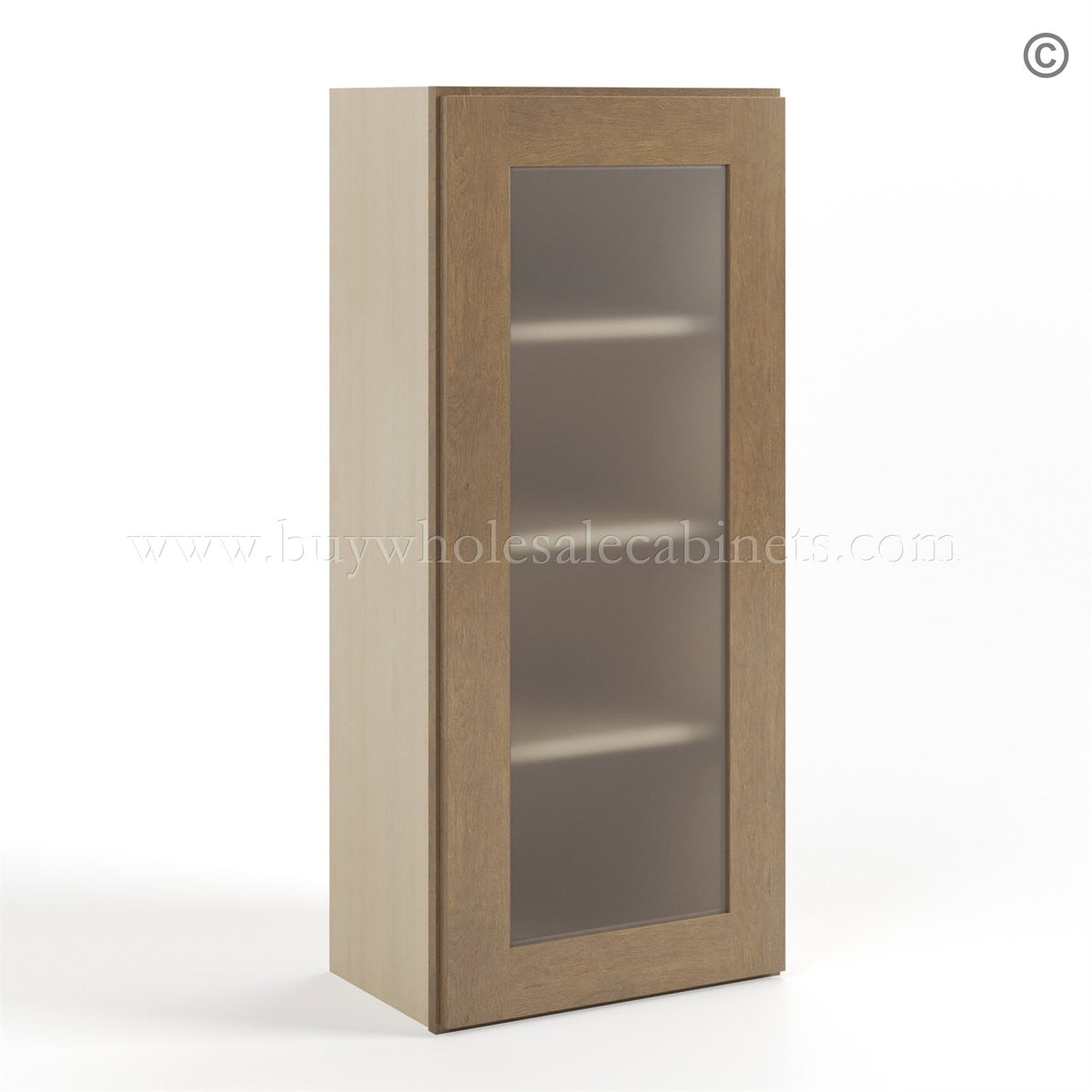 Rustic Wood Shaker 42″ H Single Door Wall Cabinet with Glass Door