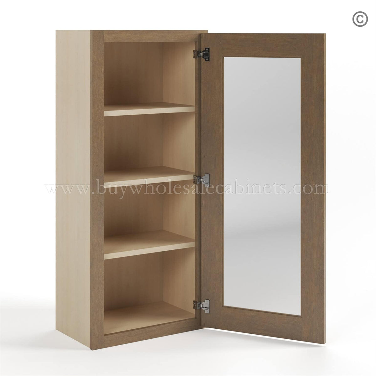 Rustic Wood Shaker 42″ H Single Door Wall Cabinet with Glass Door