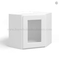 White Shaker 12″ x 24″ Diagonal Corner Wall Cabinet with Glass Door