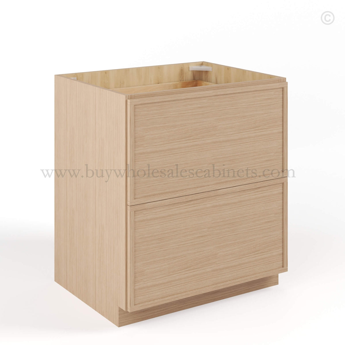Slim Oak Shaker Two Drawer Base