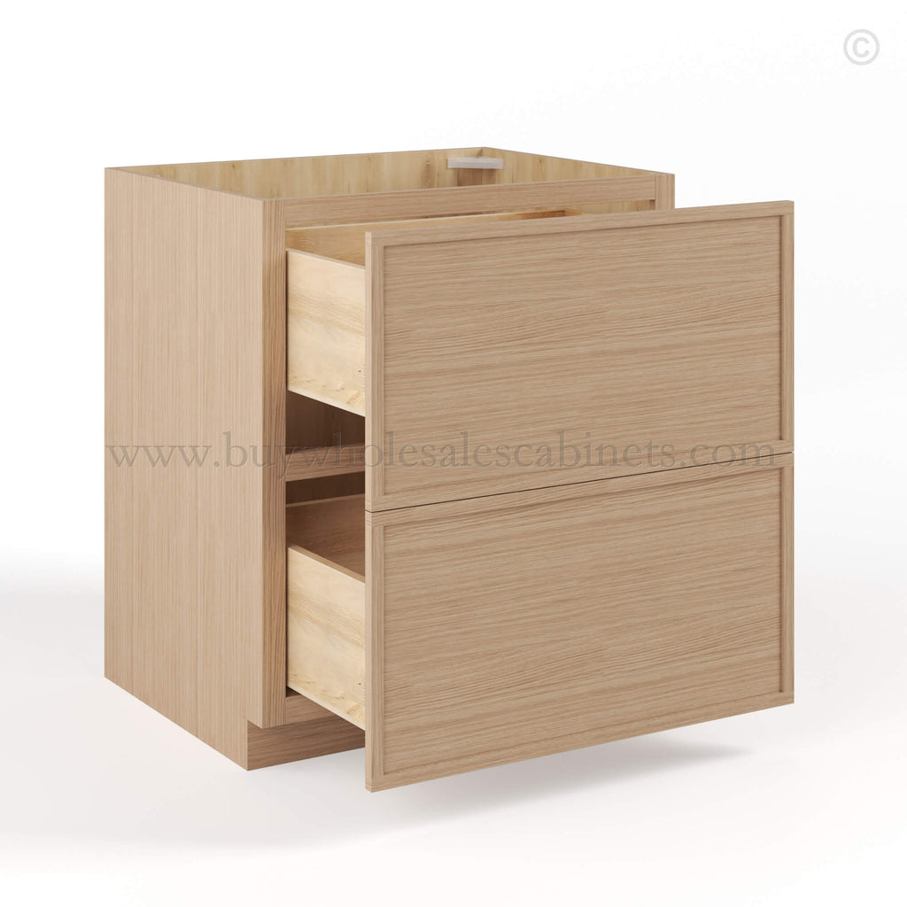 Slim Oak Shaker Two Drawer Base