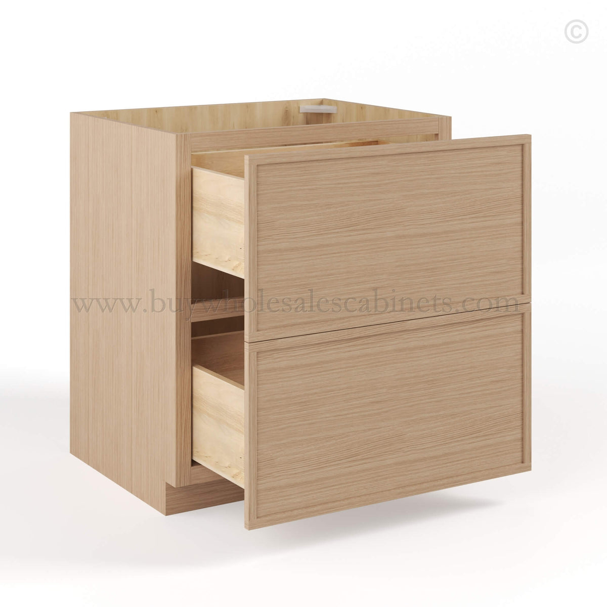 Slim Oak Shaker Two Drawer Base