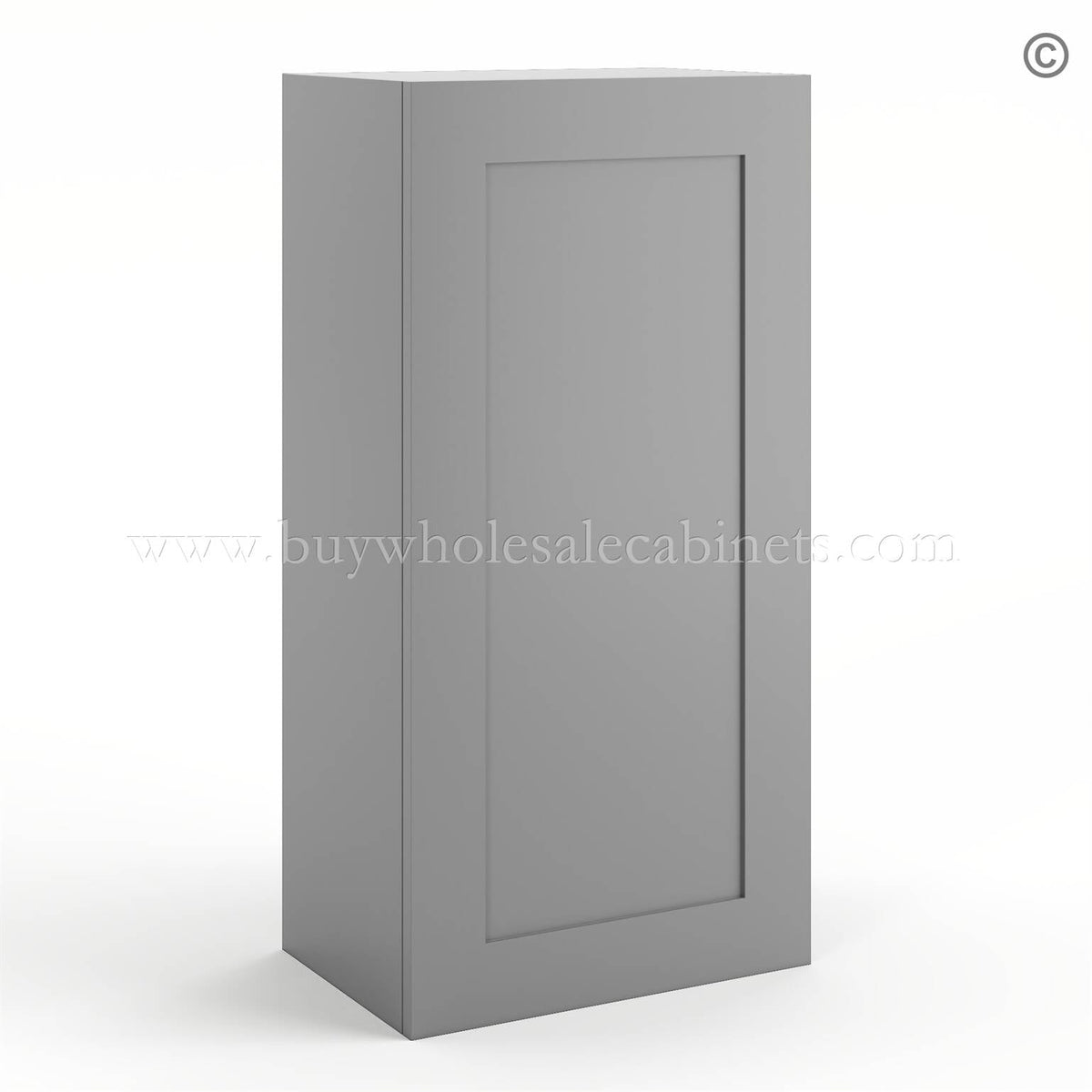 Frameless Graphite Gray 36″ Tall Wall Cabinet – 1 Door 2 Shelves