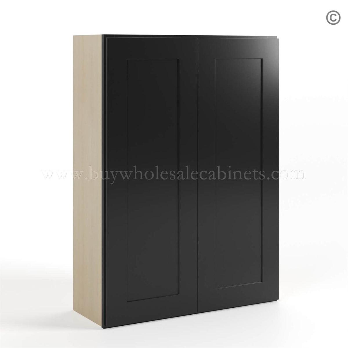 Black Shaker 42″ H Double Door Wall Cabinet