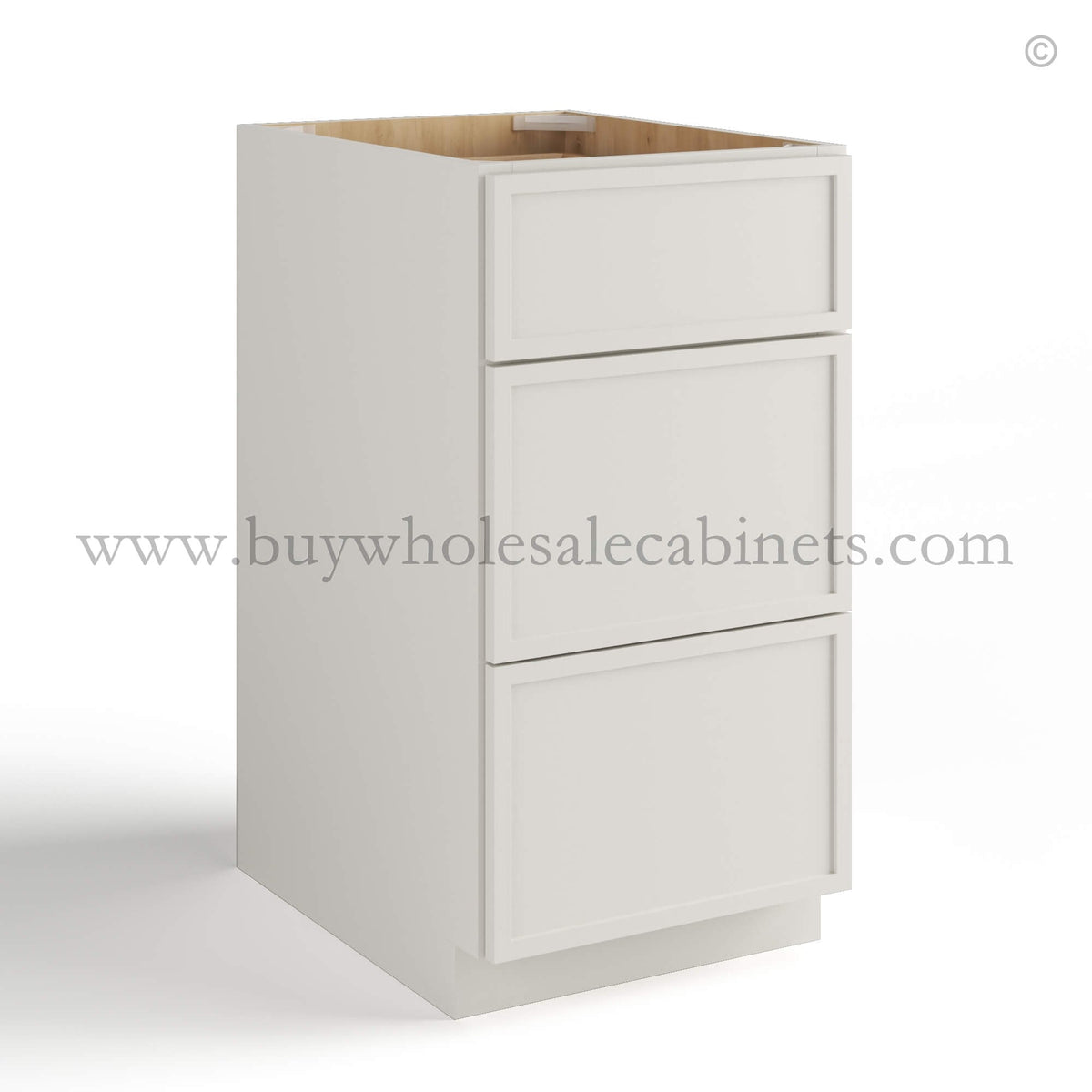 Dove White Slim Shaker Three Drawers Base