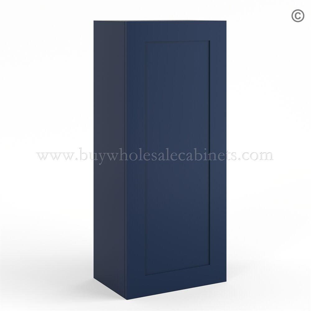 Frameless Oxford Blue 42″ Tall Wall Cabinet – 1 Door 3 Shelves