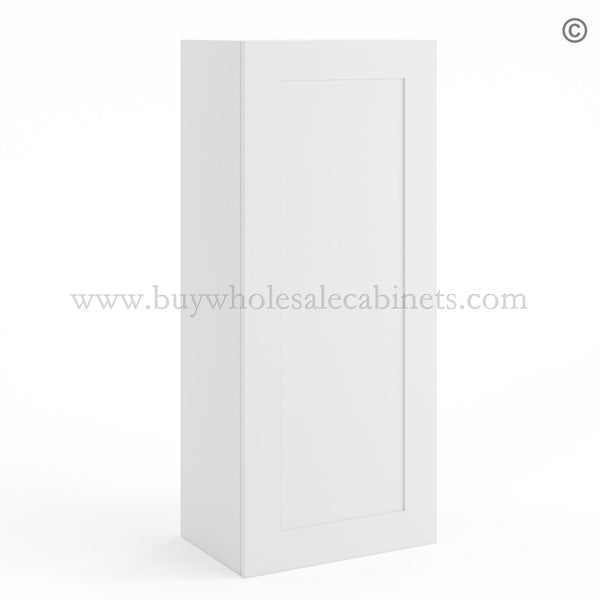 Frameless Modern White Shaker 42″ Tall Wall Cabinet – 1 Door 3 Shelves