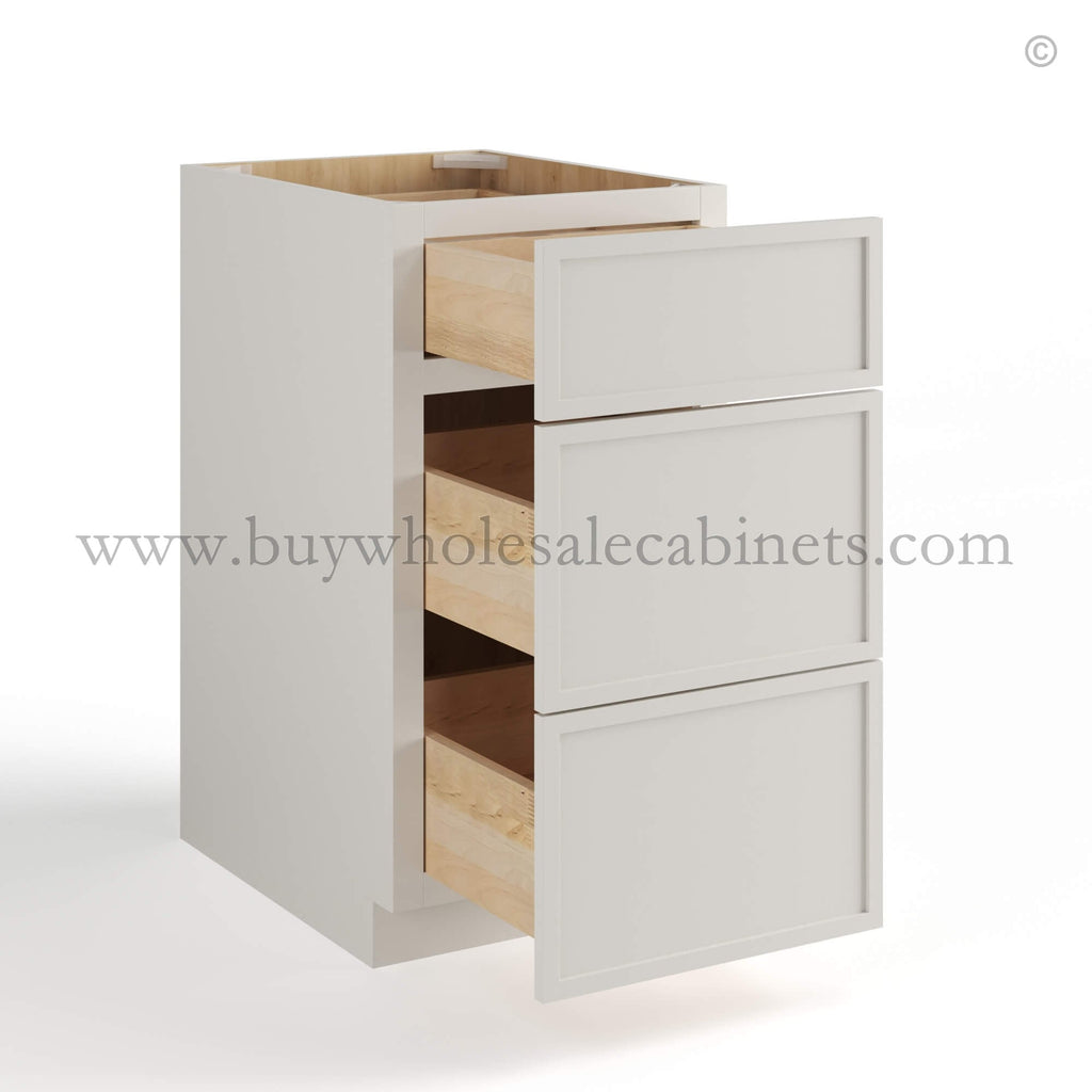 Dove White Slim Shaker Three Drawers Base