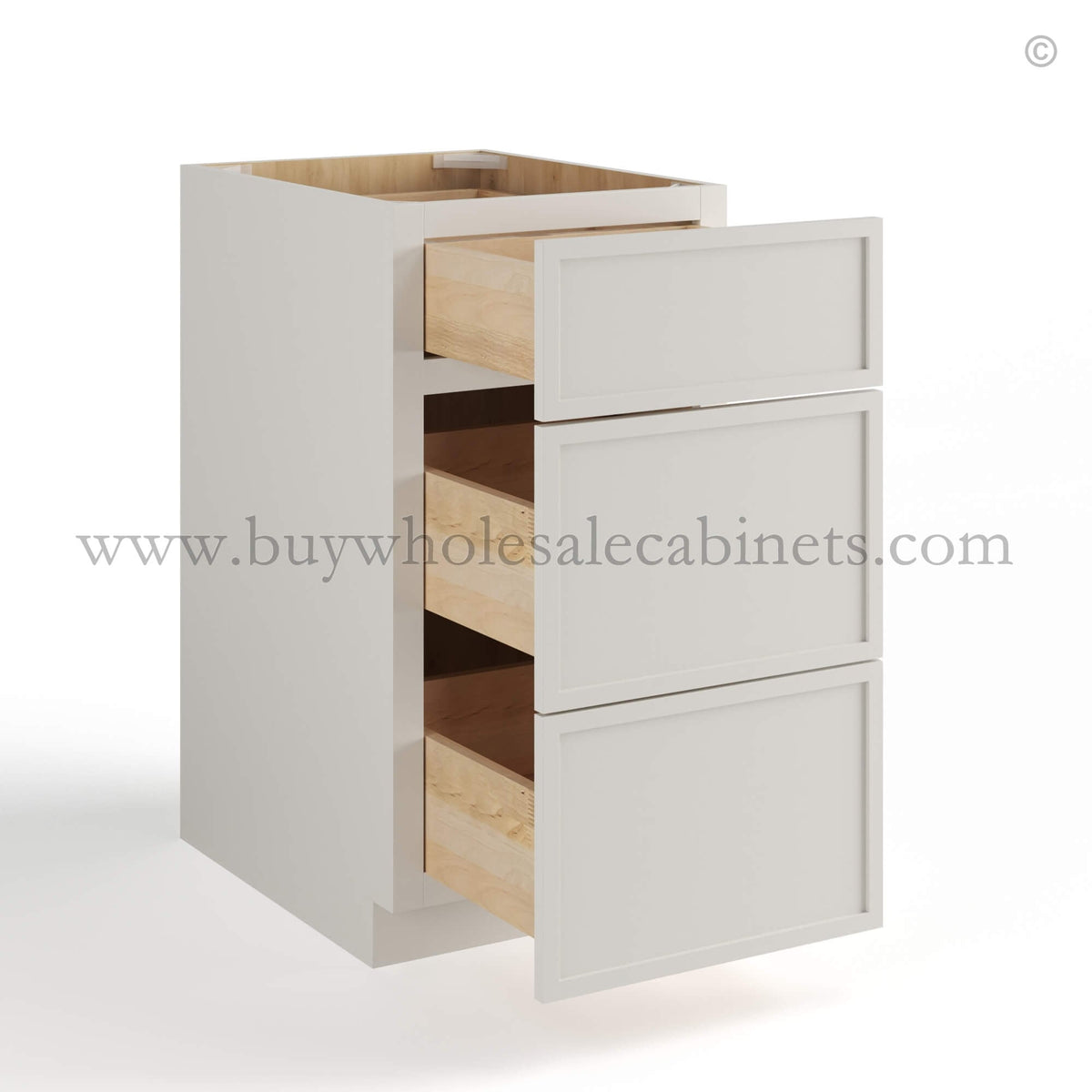 Dove White Slim Shaker Three Drawers Base