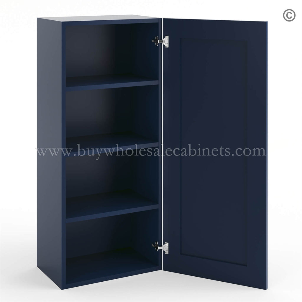 Frameless Oxford Blue 42″ Tall Wall Cabinet – 1 Door 3 Shelves