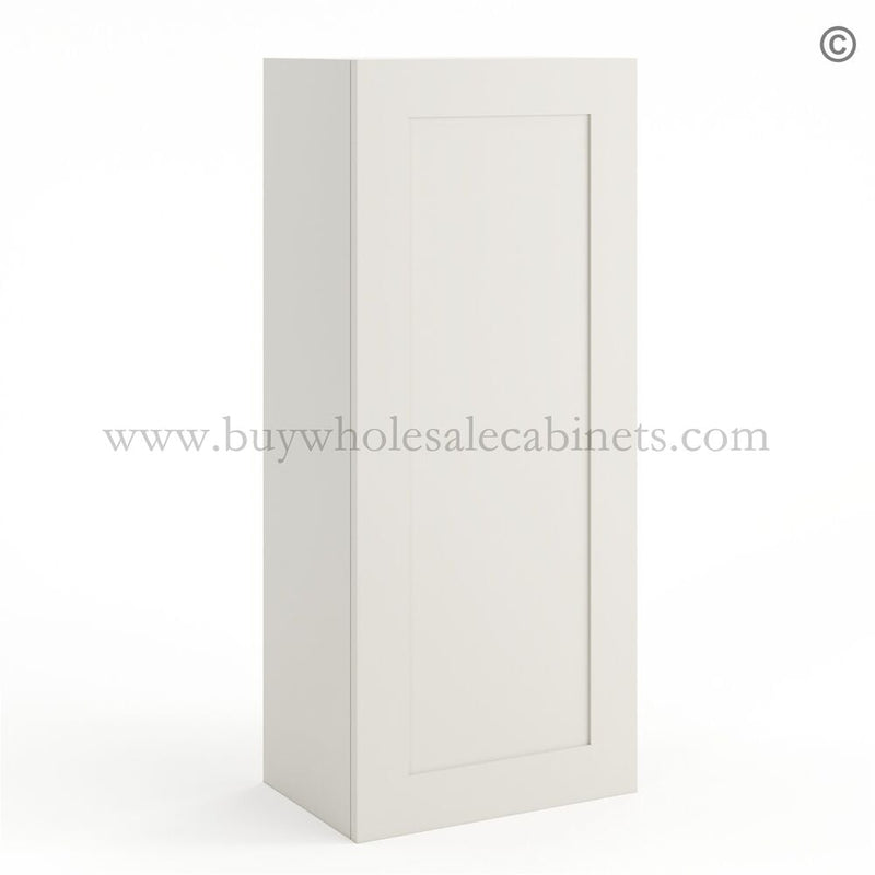 Frameless Pearl White 42″ Tall Wall Cabinet – 1 Door 3 Shelves