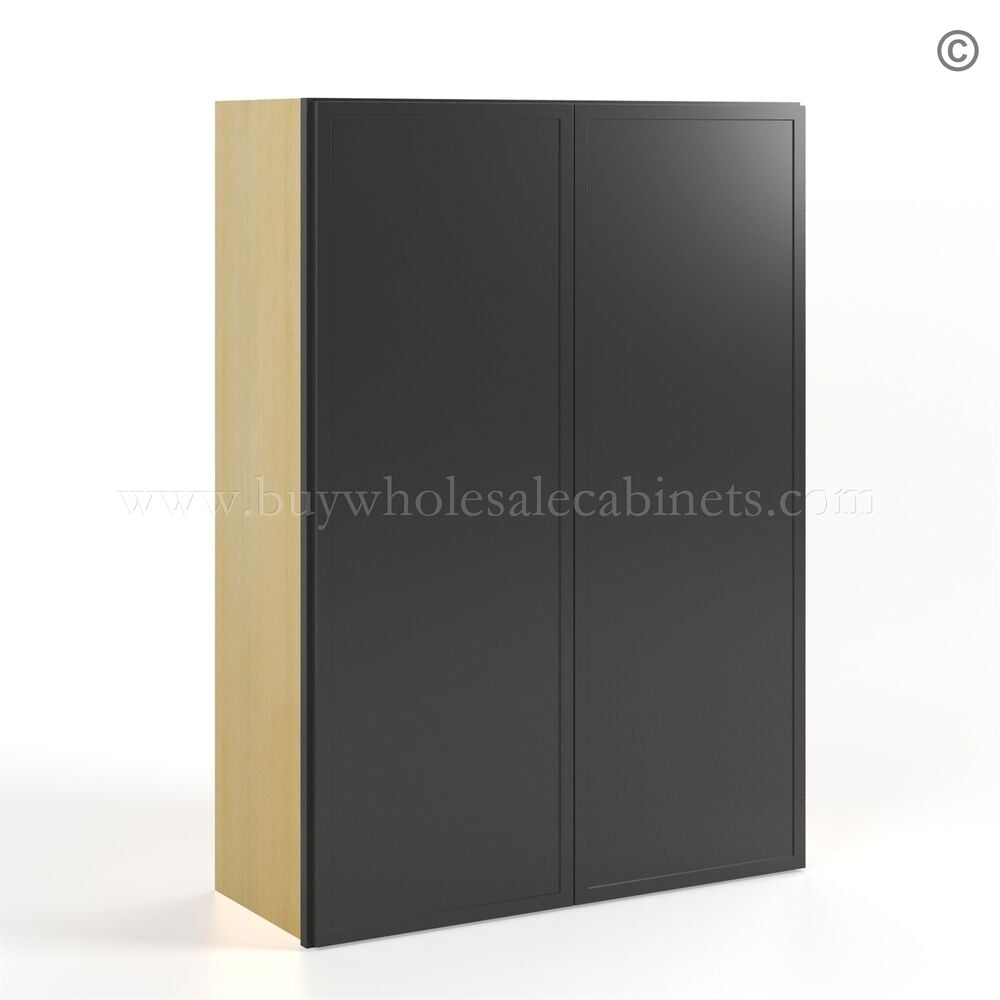 Slim Black Shaker 42″H Double Door Wall Cabinet