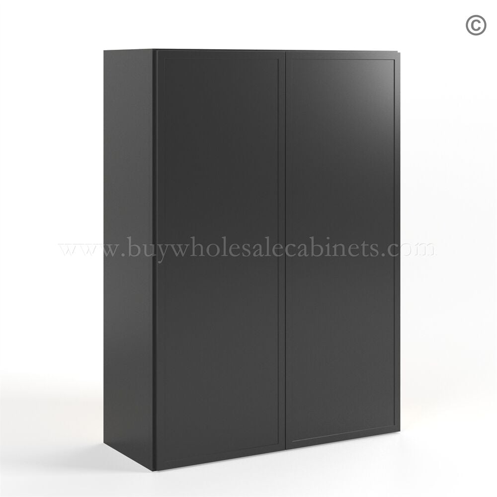 Slim Black Shaker 42″H Double Door Wall Cabinet