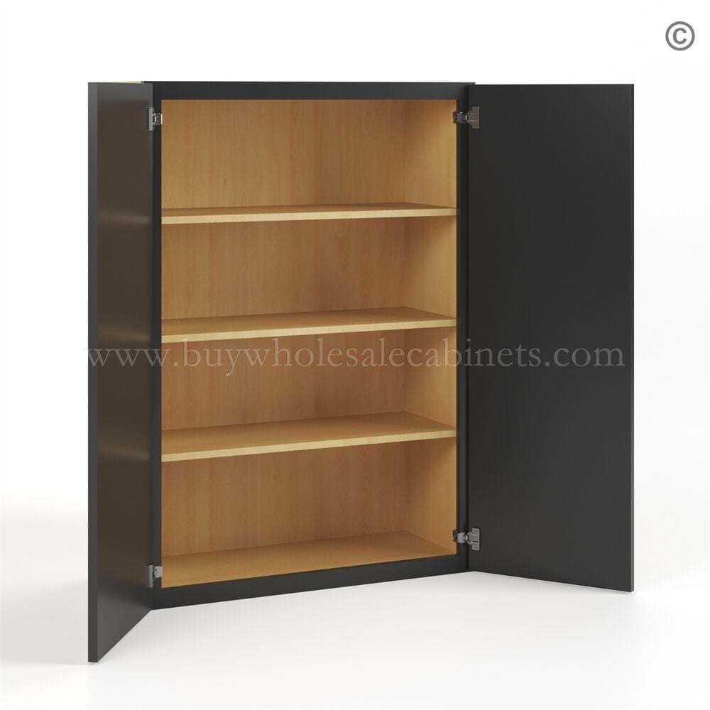 Slim Black Shaker 42″H Double Door Wall Cabinet