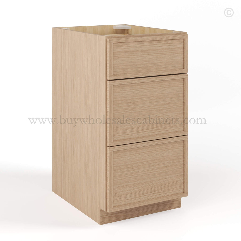 Slim Oak Shaker Three Drawers Base