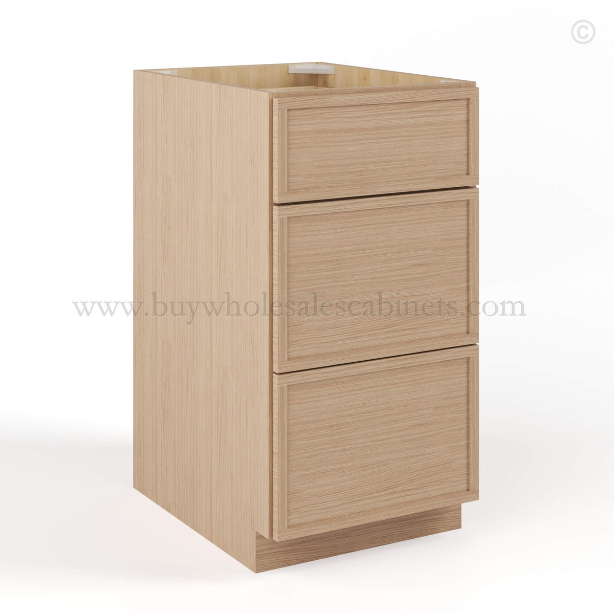 Slim Oak Shaker Three Drawers Base