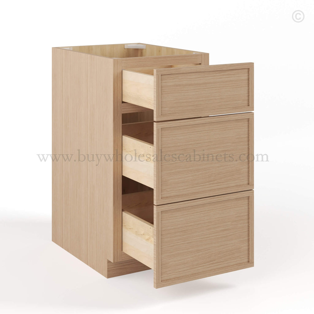 Slim Oak Shaker Three Drawers Base