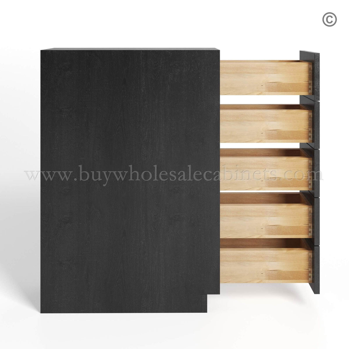 Charcoal Black Shaker Base Spice Drawers Cabinet