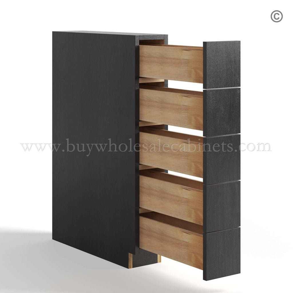 Charcoal Black Shaker Base Spice Drawers Cabinet