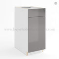Frameless Gloss Gray Base Cabinet Single Door and Drawer