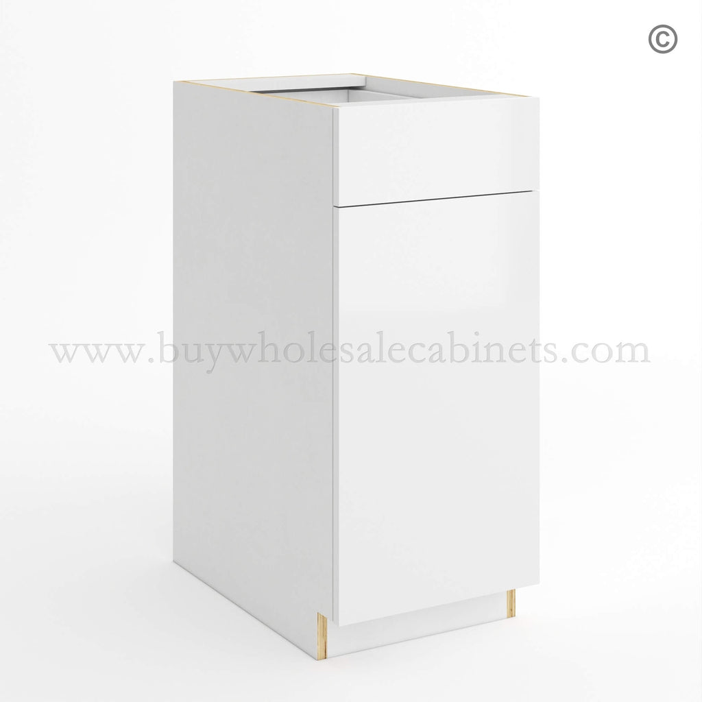 Frameless Gloss White Base Cabinet Single Door and Drawer