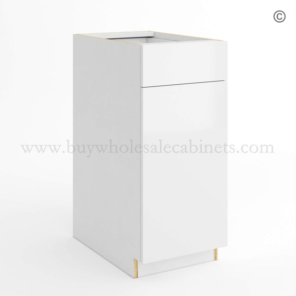 Frameless Gloss White Base Cabinet Single Door and Drawer