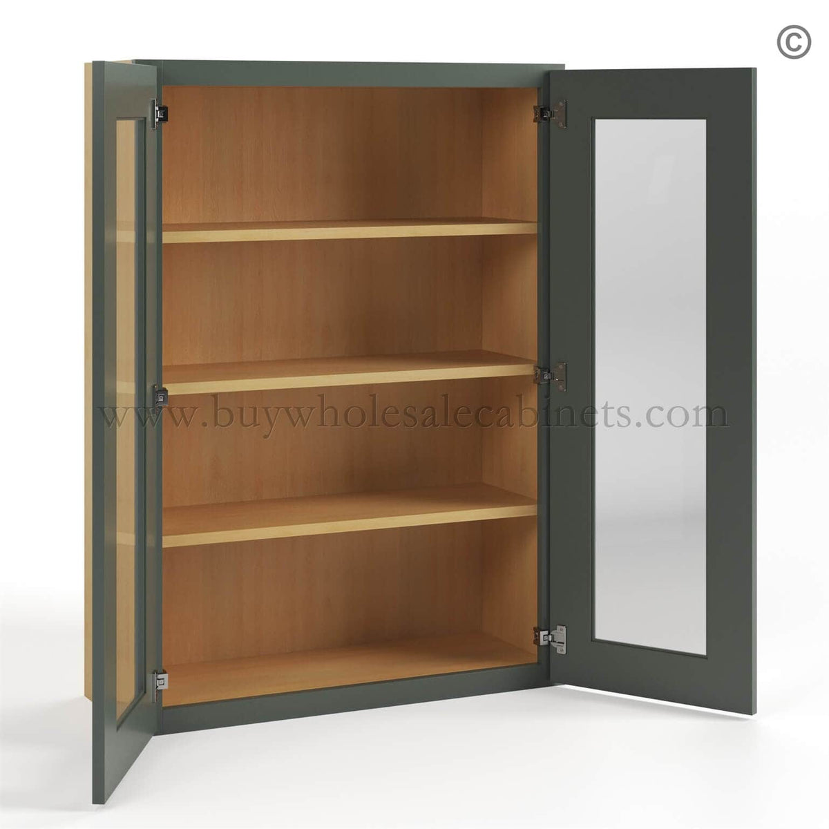 Green Shaker 42″ H Double Door Wall Cabinet with Glass Doors
