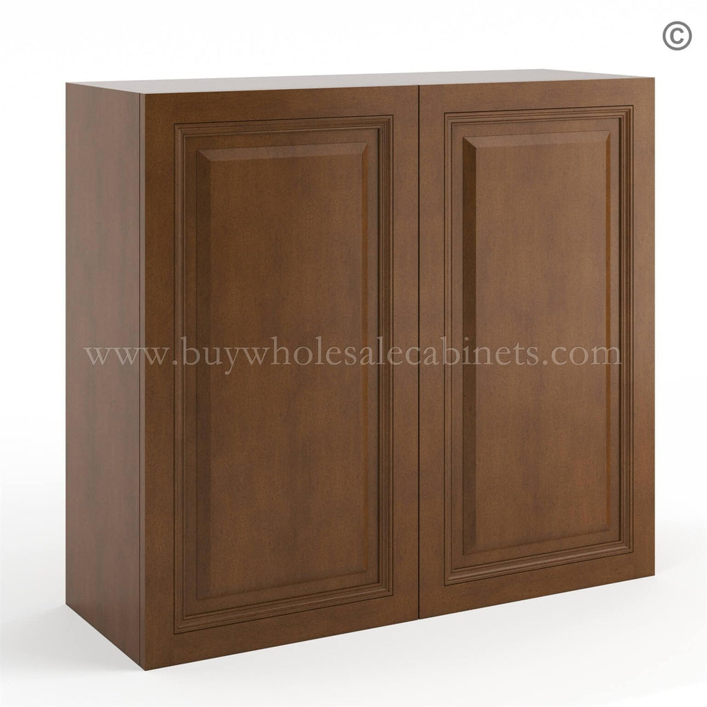 Frameless Classic Chestnut 30″ Tall Wall Cabinet – 2 Doors 2 Shelves