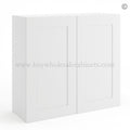 Frameless Modern White Shaker 30″ Tall Wall Cabinet – 2 Doors 2 Shelves