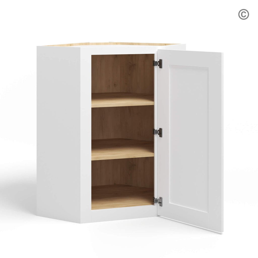 White Shaker 24″ Diagonal Corner Wall Cabinet