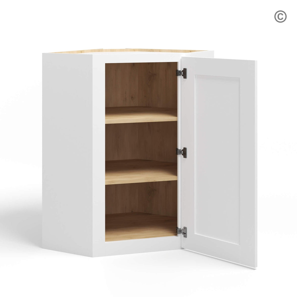 White Shaker 24″ Diagonal Corner Wall Cabinet