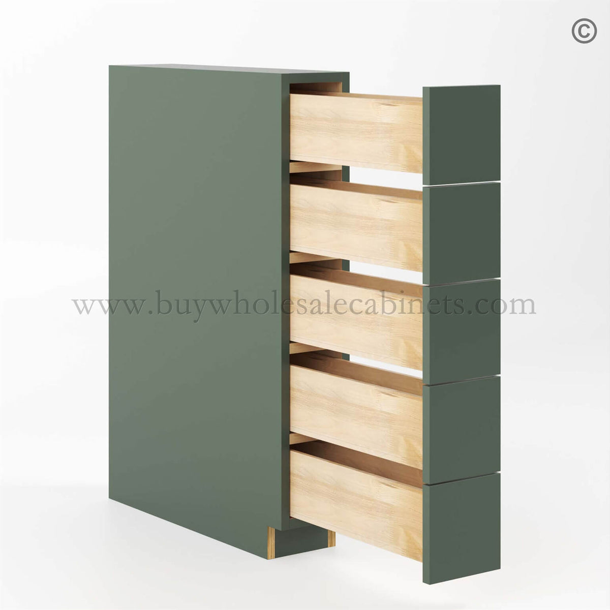 Slim Shaker Green Base Spice Drawers Cabinet