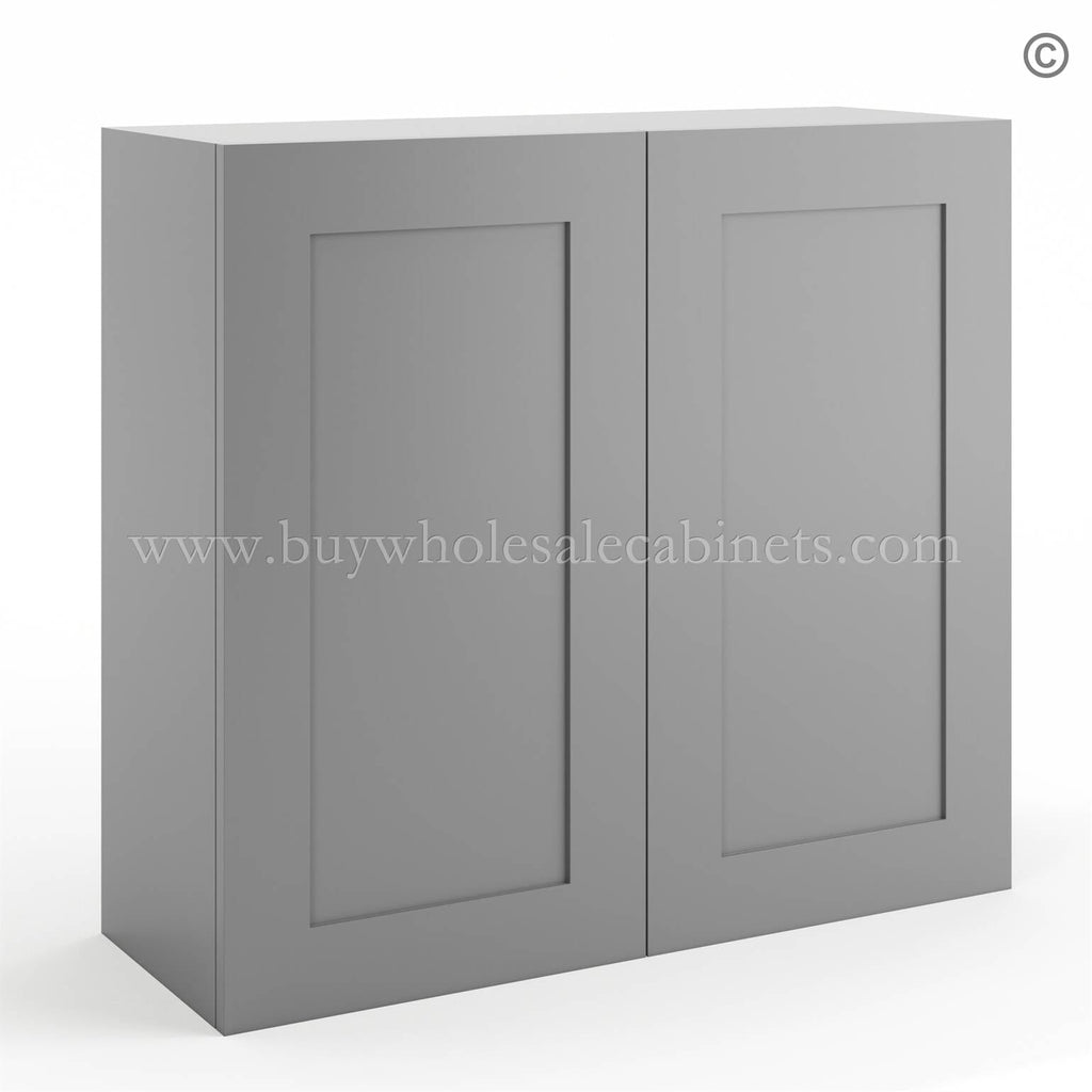 Frameless Graphite Gray 30″ Tall Wall Cabinet – 2 Doors 2 Shelves